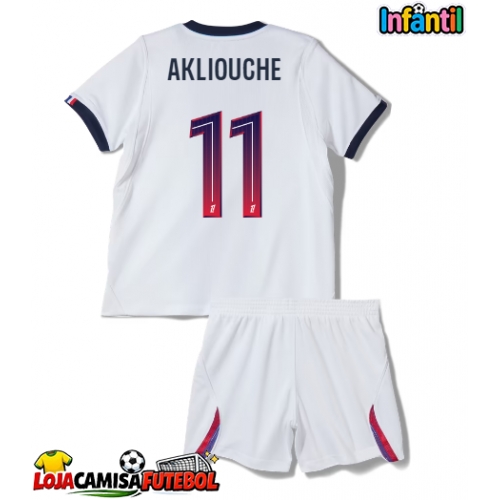 Camisa de Futebol Paris Saint-Germain Maghnes Akliouche #11 Equipamento Secundário Infantil 2026-27 Manga Curta (+ Calças curtas)